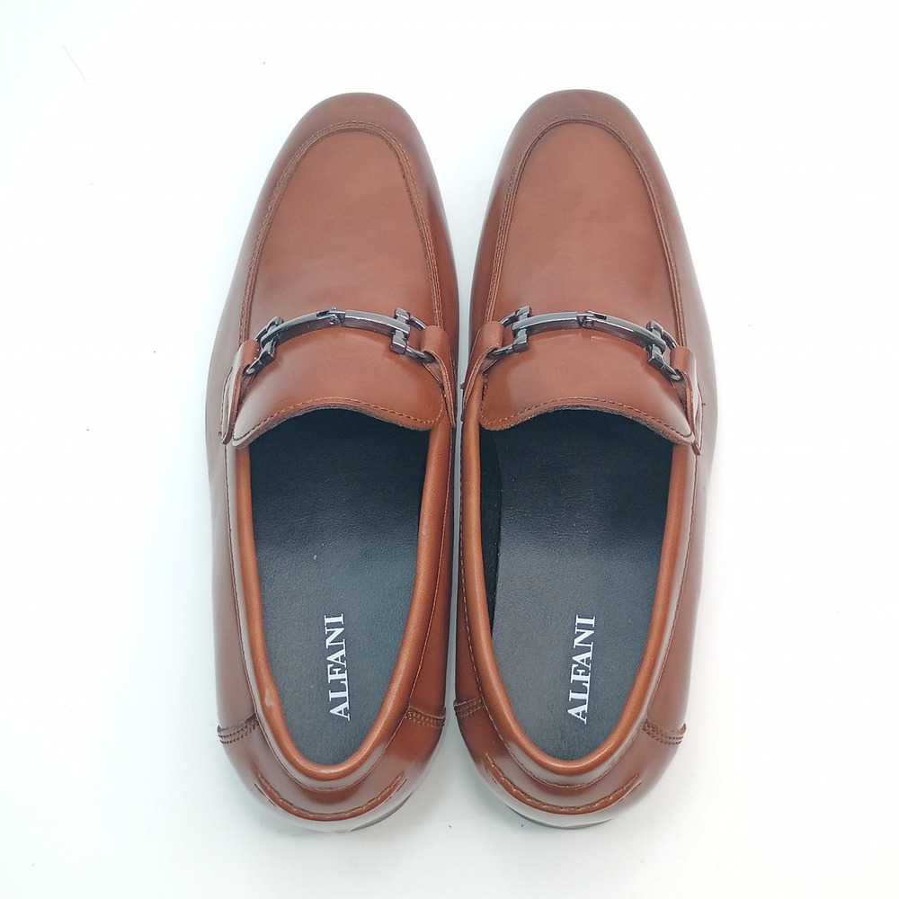 Alfani Otis Bit Loafer Men Size 8.5 M Brown Faux Leather Dress Shoes - Picture 6 of 11